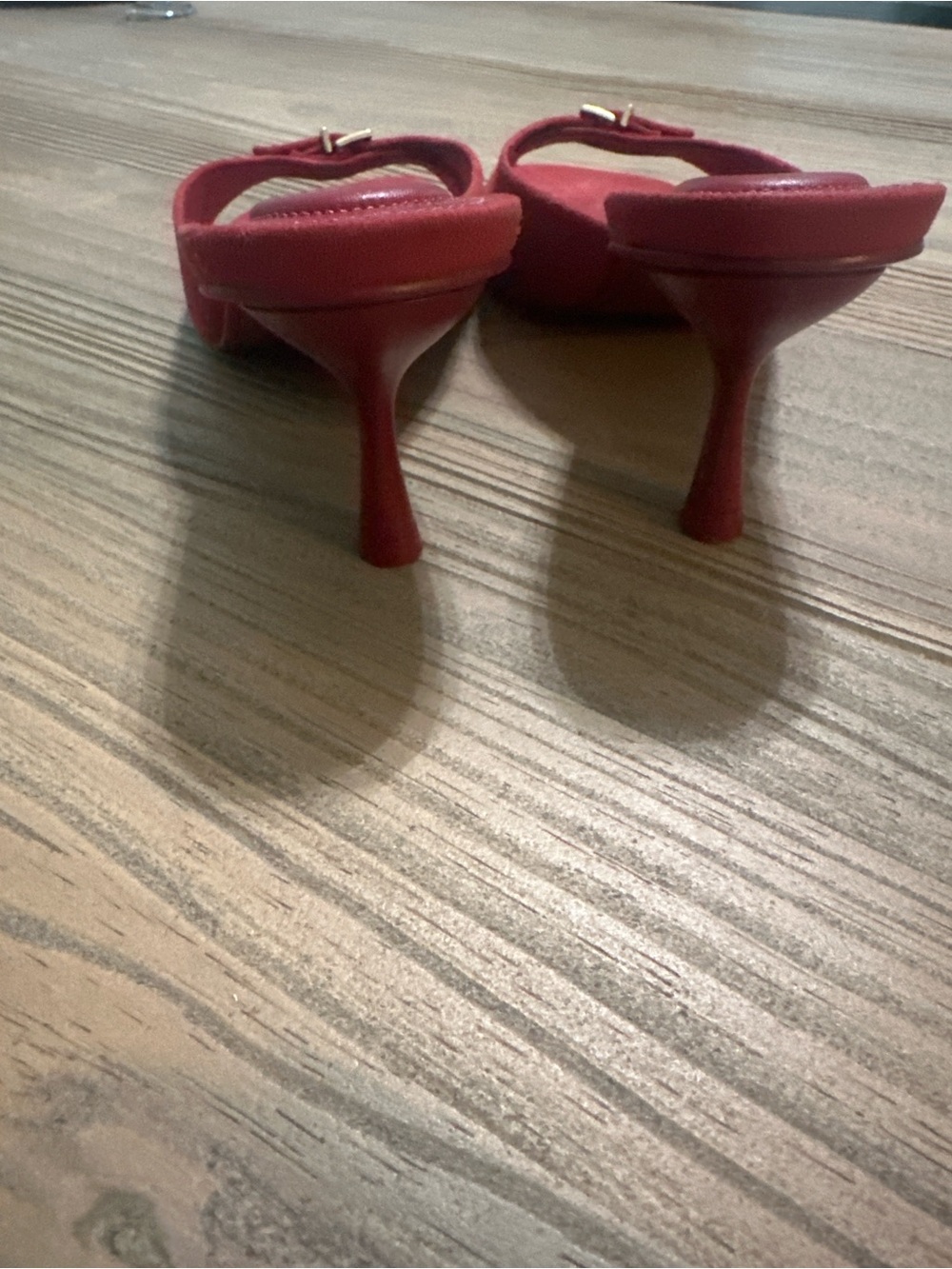 SIMKHAI Red Suede Leather Kitten Heel Mules Size 38 Slip On Sandals - Picture 5 of 5